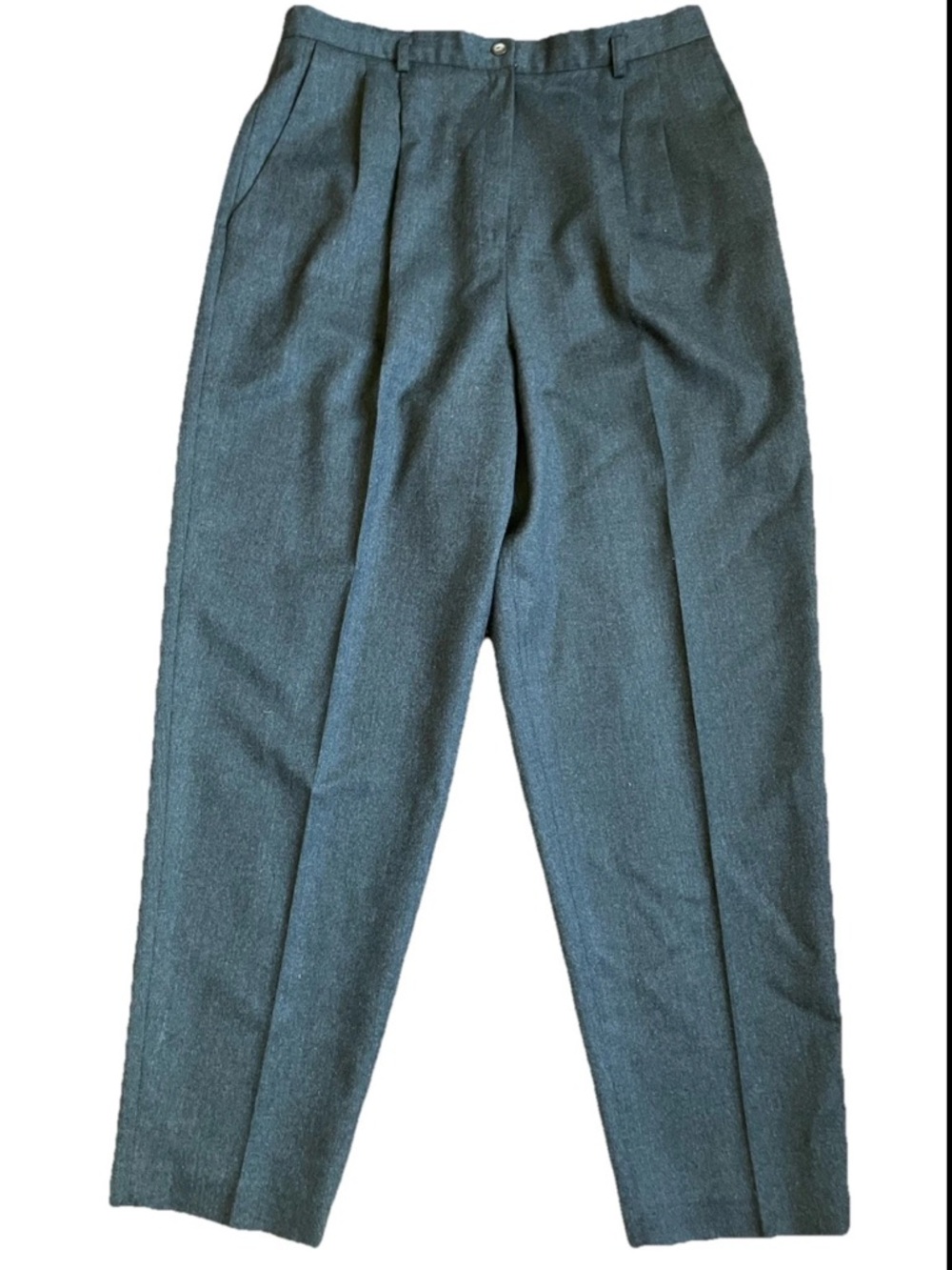 Vintage 100% Wool Pleated Dress Pants Gray High 34” Waist Office Career 14/16